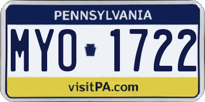 PA license plate MYO1722