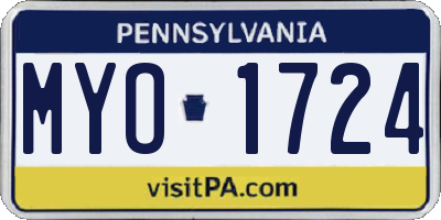 PA license plate MYO1724