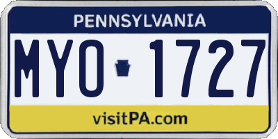 PA license plate MYO1727