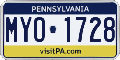 PA license plate MYO1728