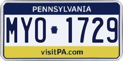 PA license plate MYO1729