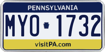 PA license plate MYO1732