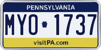 PA license plate MYO1737