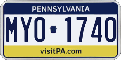 PA license plate MYO1740