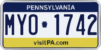 PA license plate MYO1742