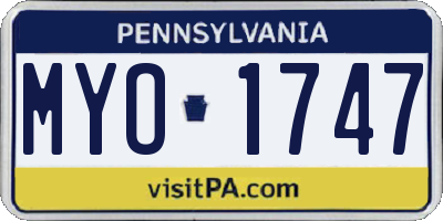 PA license plate MYO1747