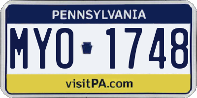PA license plate MYO1748