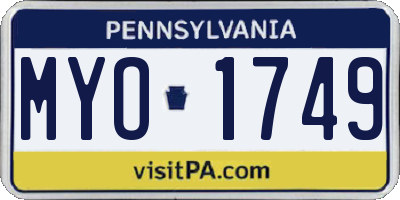 PA license plate MYO1749