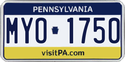 PA license plate MYO1750