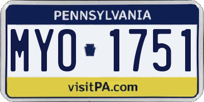 PA license plate MYO1751