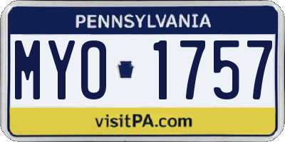 PA license plate MYO1757