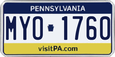 PA license plate MYO1760