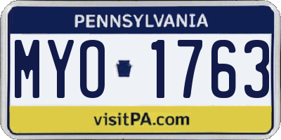 PA license plate MYO1763