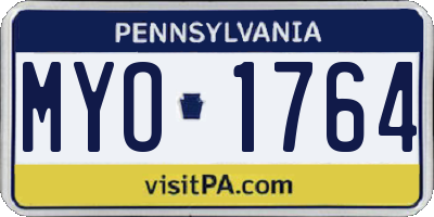 PA license plate MYO1764