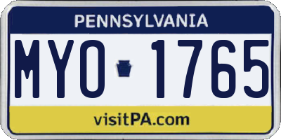 PA license plate MYO1765