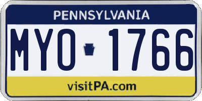 PA license plate MYO1766