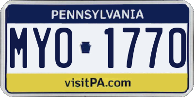 PA license plate MYO1770