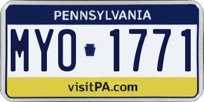 PA license plate MYO1771