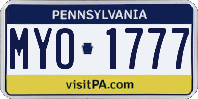 PA license plate MYO1777