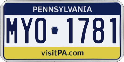 PA license plate MYO1781