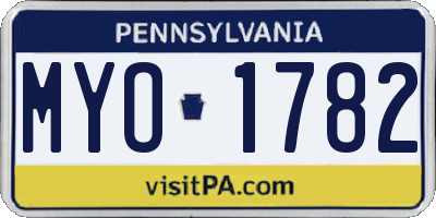 PA license plate MYO1782