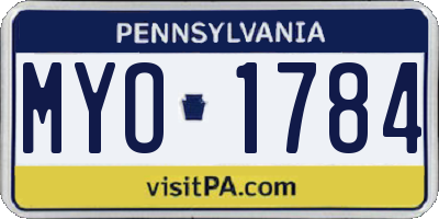 PA license plate MYO1784