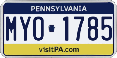 PA license plate MYO1785