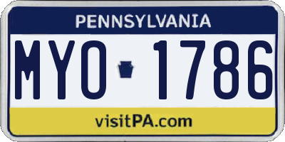 PA license plate MYO1786