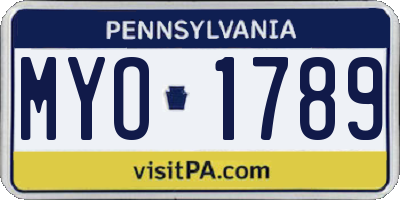 PA license plate MYO1789