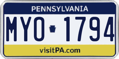 PA license plate MYO1794