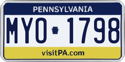PA license plate MYO1798
