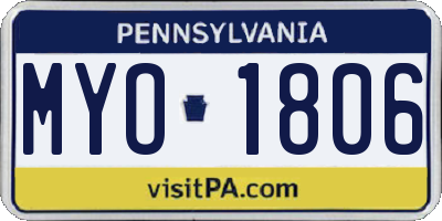 PA license plate MYO1806