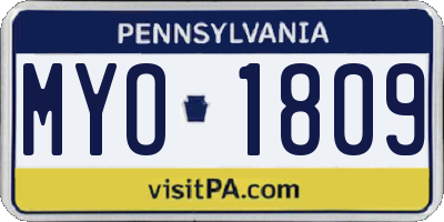 PA license plate MYO1809