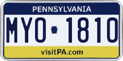 PA license plate MYO1810