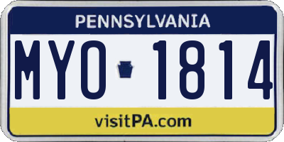 PA license plate MYO1814