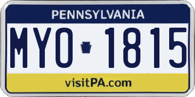 PA license plate MYO1815