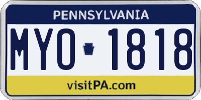 PA license plate MYO1818