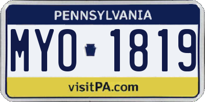 PA license plate MYO1819
