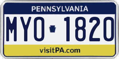 PA license plate MYO1820
