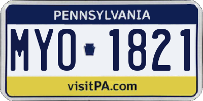 PA license plate MYO1821