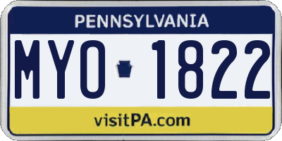 PA license plate MYO1822
