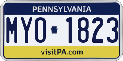 PA license plate MYO1823