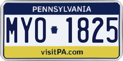 PA license plate MYO1825