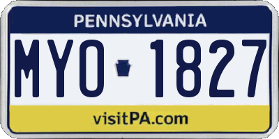 PA license plate MYO1827