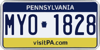 PA license plate MYO1828