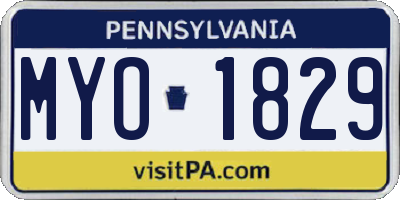 PA license plate MYO1829