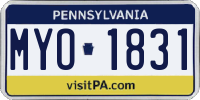 PA license plate MYO1831