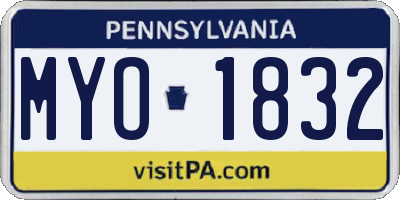 PA license plate MYO1832