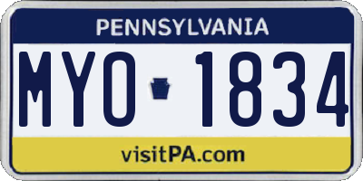 PA license plate MYO1834