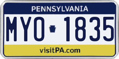 PA license plate MYO1835
